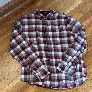 Hollister Burgundy and White Checkered Shirt